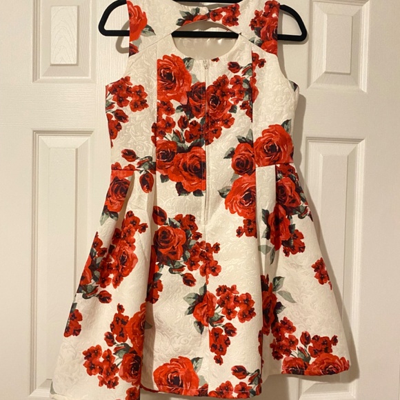 red and cream rose dress - Picture 2 of 3